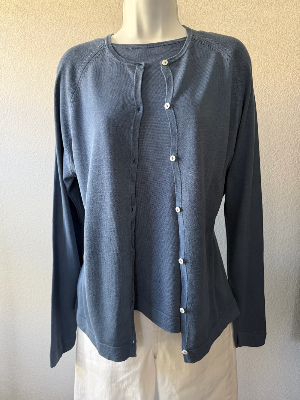 August Silk Blue Cardigan and Shirt Set Size XL